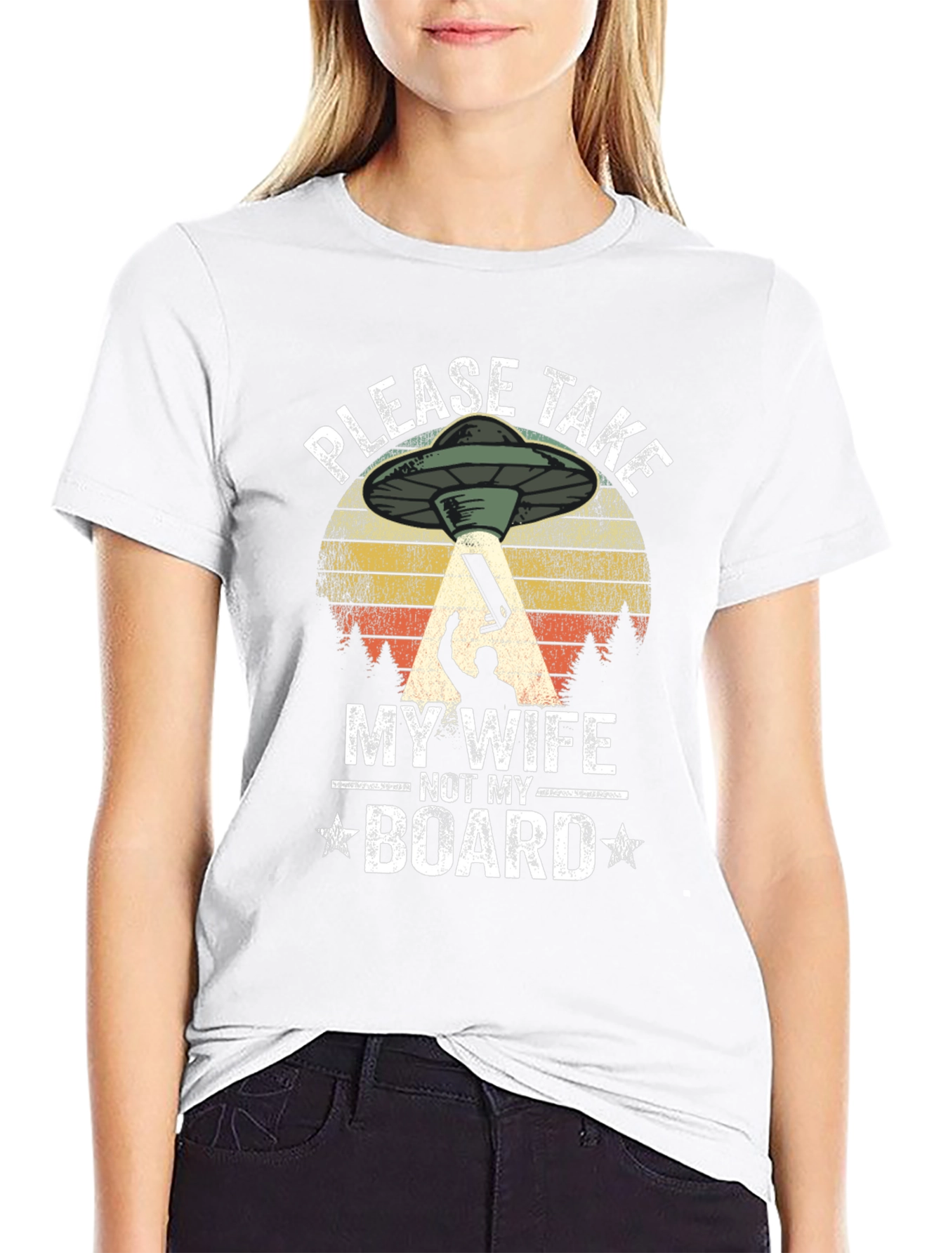 Black Funny Alien UFO Abduction Men's Graphic T-Shirt view 9