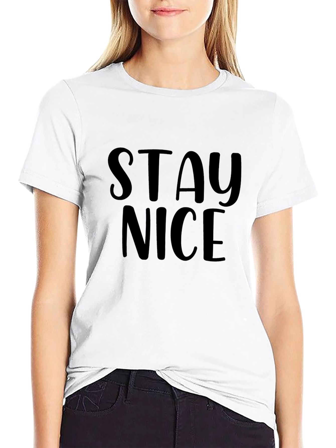 Black Stay Nice Black Graphic T-Shirt view 9