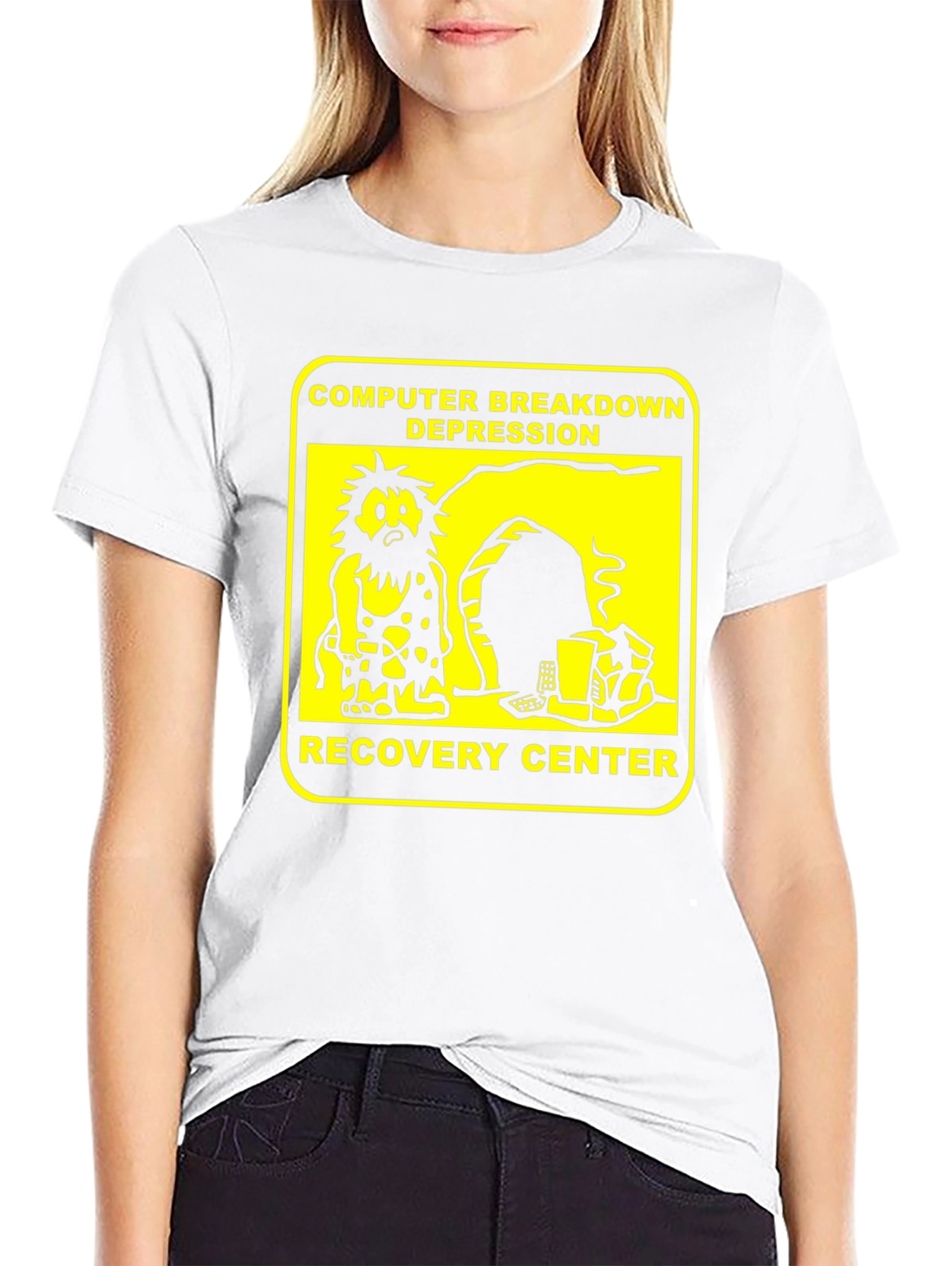 Black Computer Breakdown Depression Recovery Center Black T-Shirt view 9