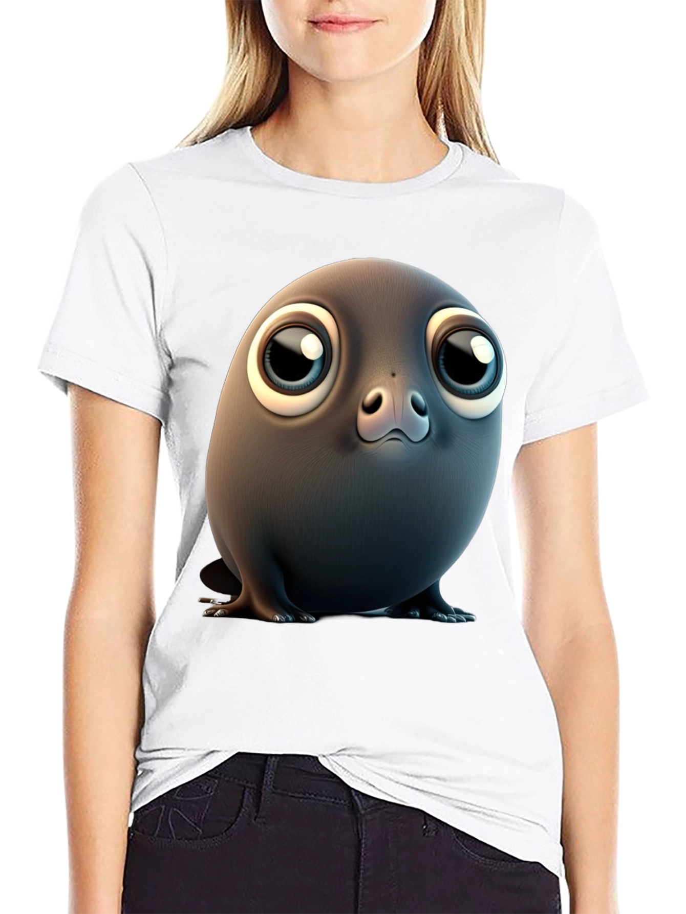 Black Seal Pup Graphic Tee - Black Cotton Blend view 9