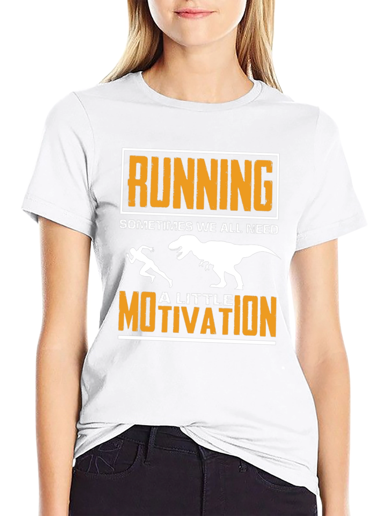 Black Running Motivation T-Shirt Funny Dino Tee view 9