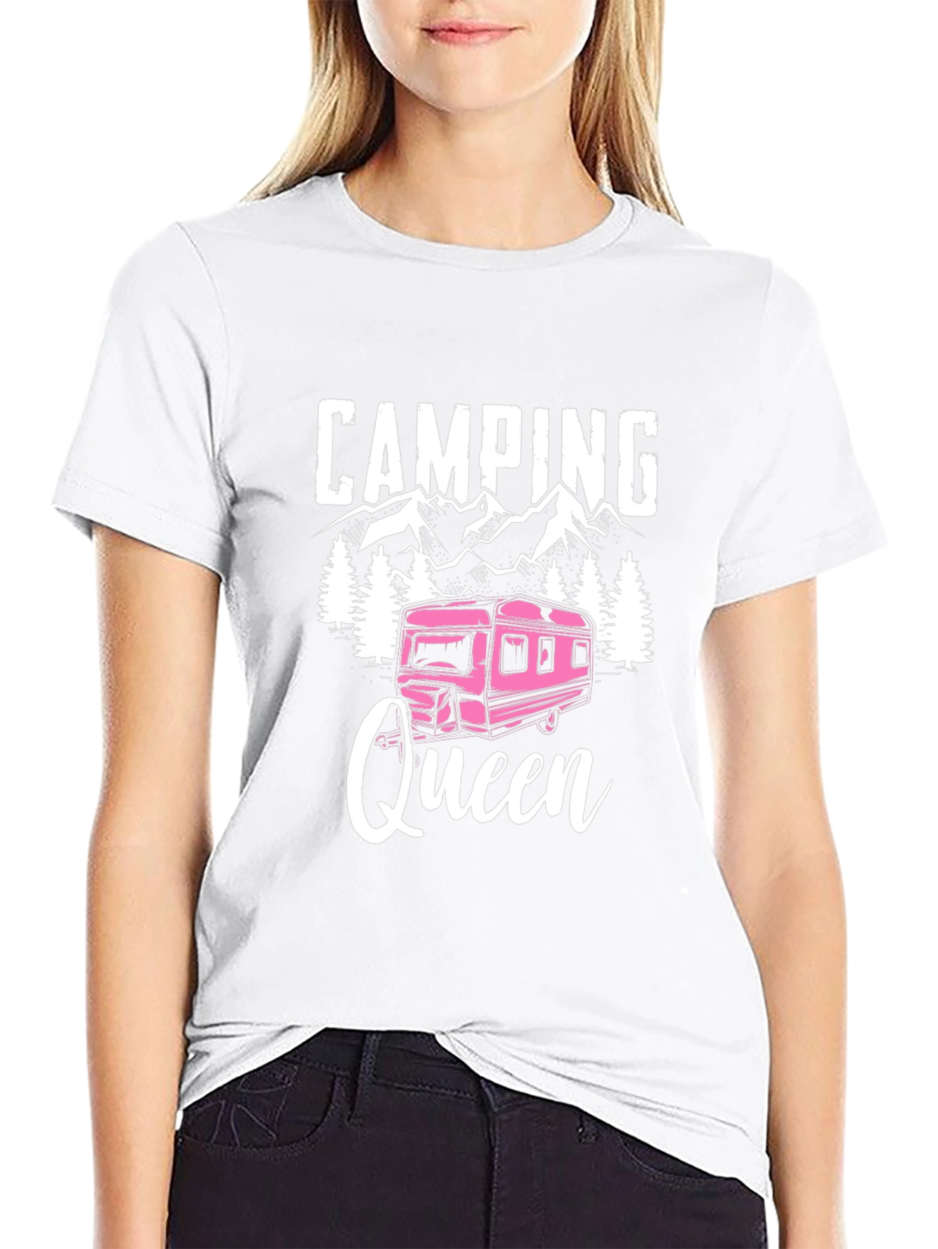 Black Camping Queen Graphic T-Shirt view 9