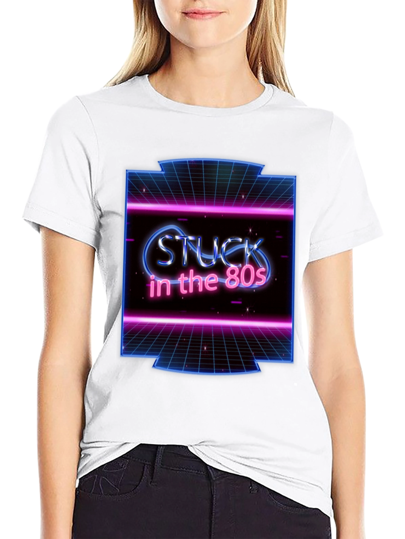 Black Retro 'Stuck in the 80s' Graphic Tee view 9