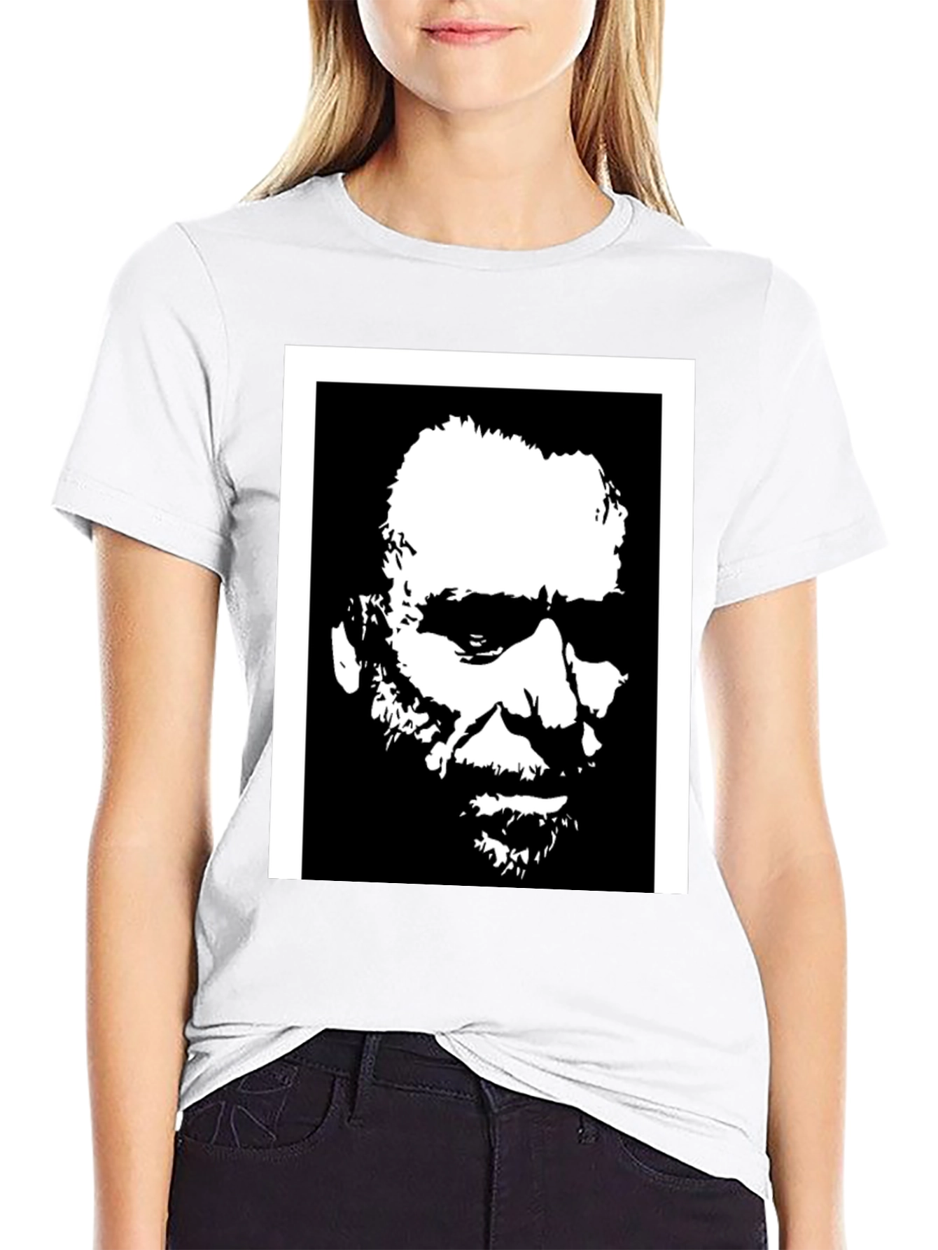 Black Black T-Shirt with Portrait Graphic view 9