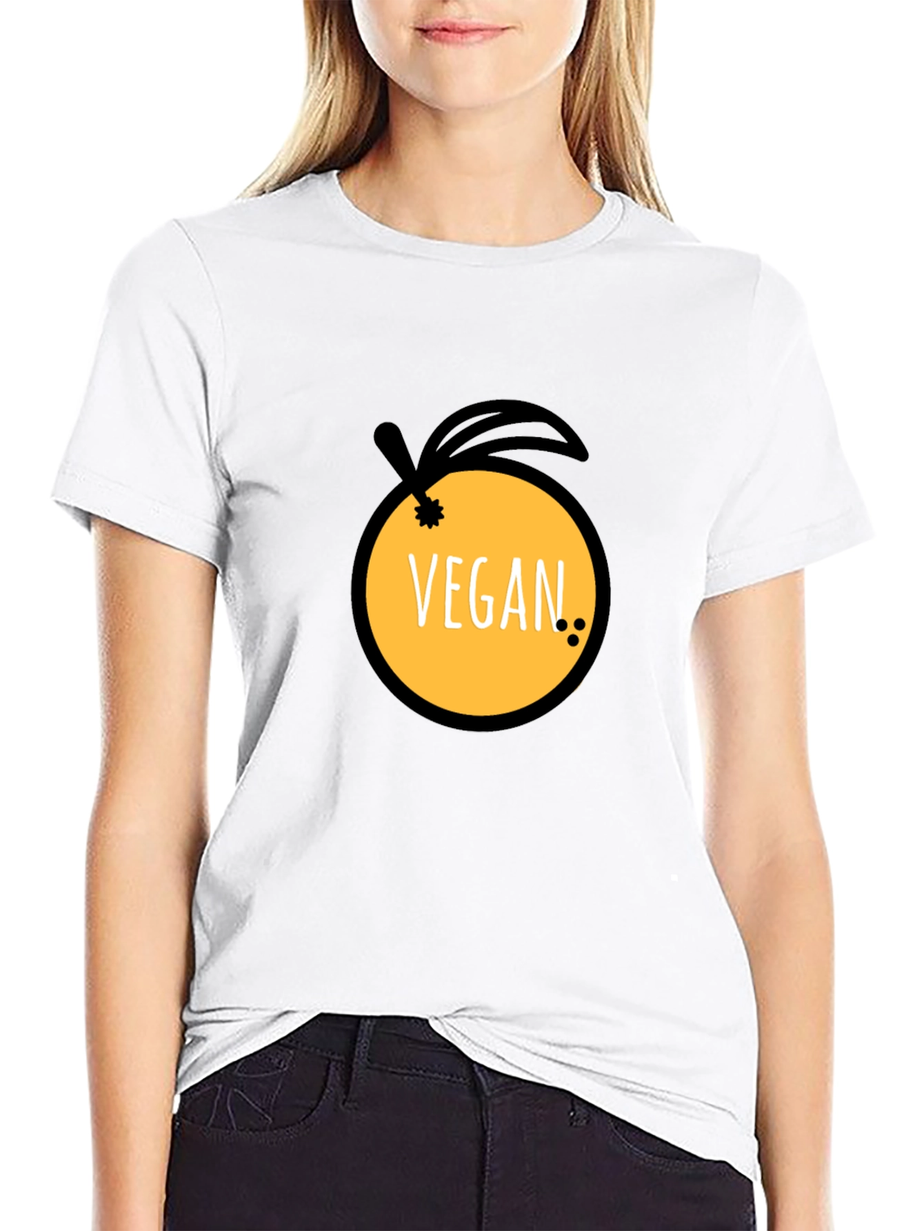 Black Vegan Orange Graphic Tee view 9