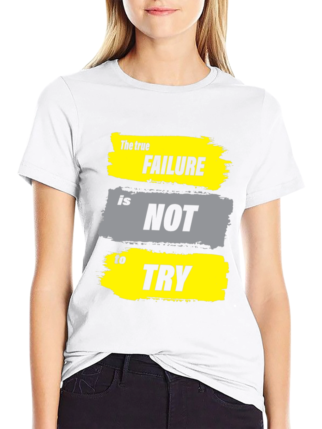 Black Motivational T-Shirt - Failure is Not to Try - Black view 9