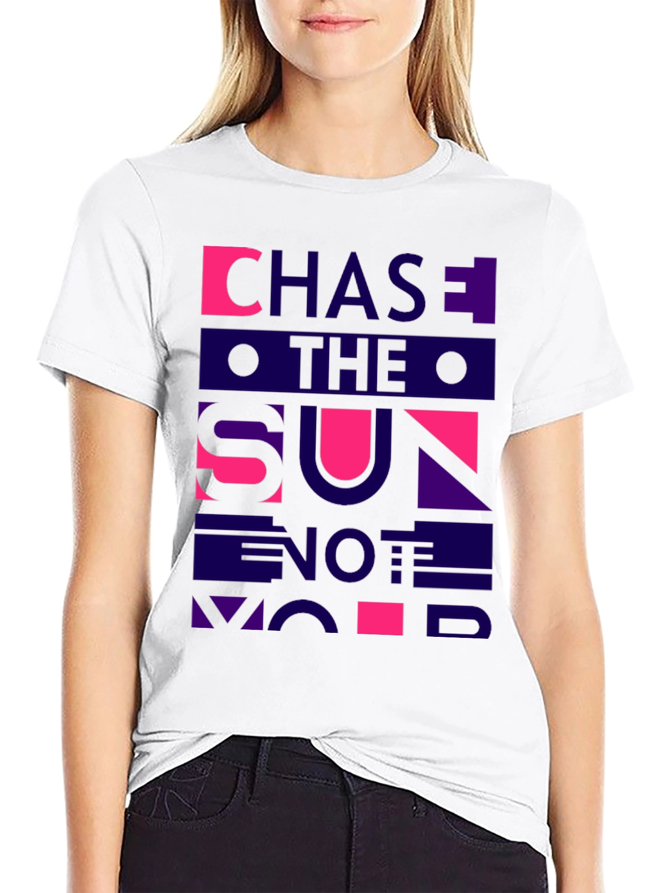 Black Chase The Sun Graphic Tee - Black Cotton Casual T-Shirt view 9