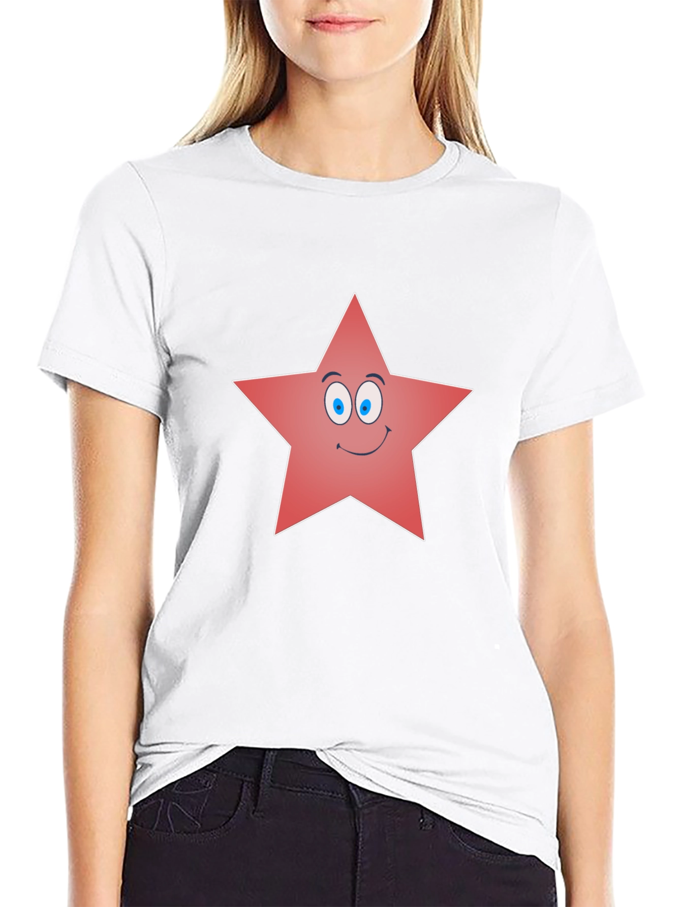 Black Funny Star Graphic Tee - Black Cotton Blend Shirt view 9