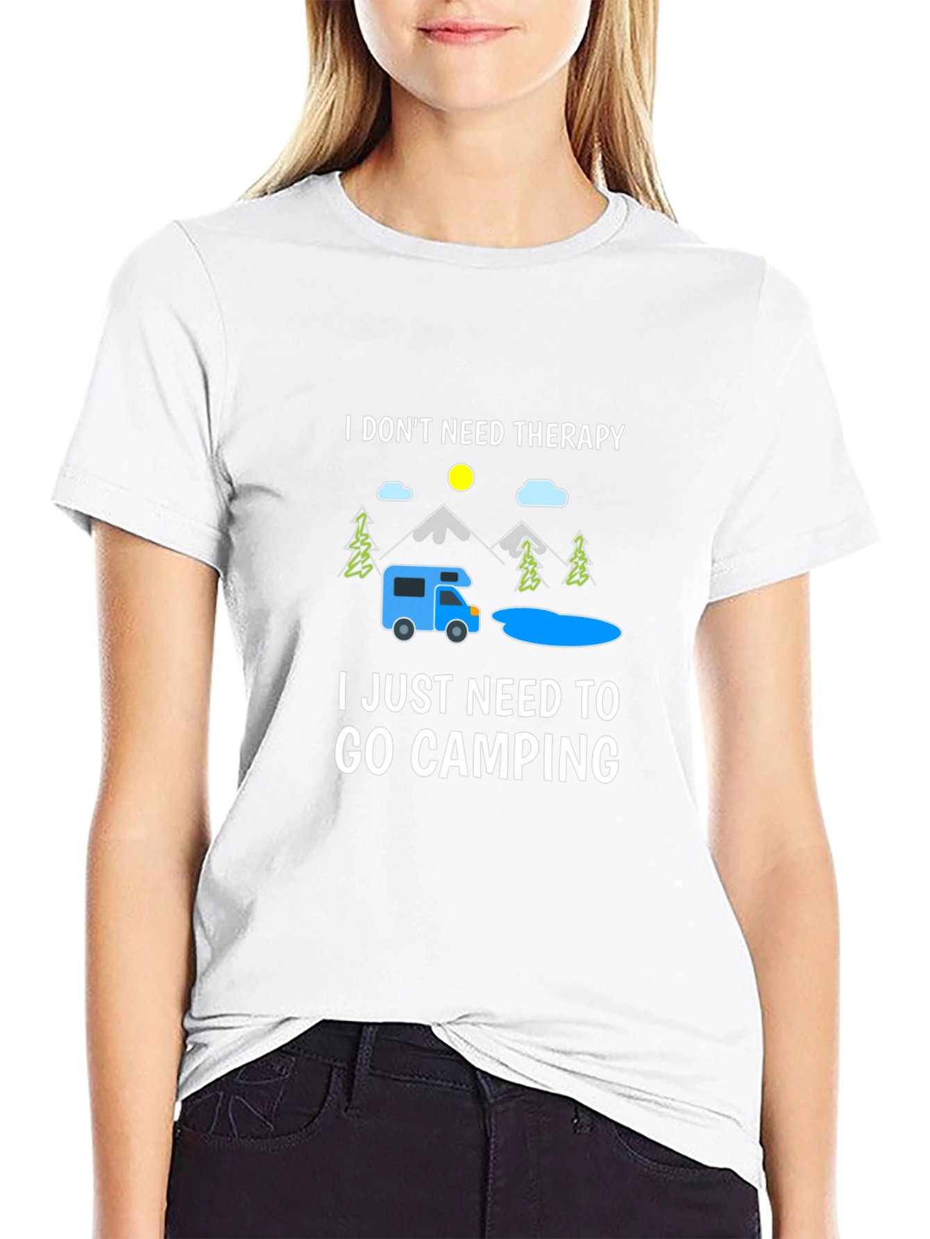 Black Camping Therapy T-Shirt: Outdoor Adventure Tee view 9