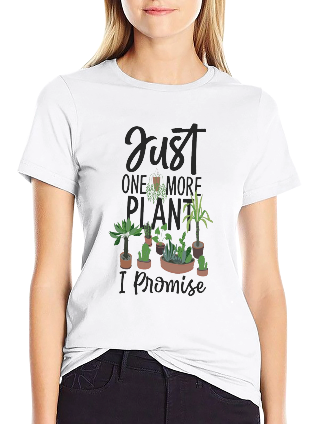 Black Just One More Plant Graphic Tee - Black Unisex view 9