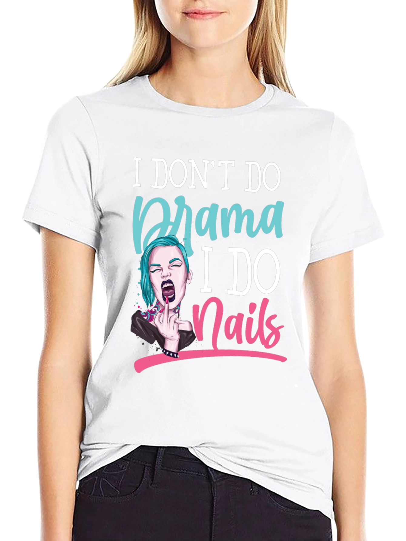 Black Drama Free Nail Technician T-Shirt view 9
