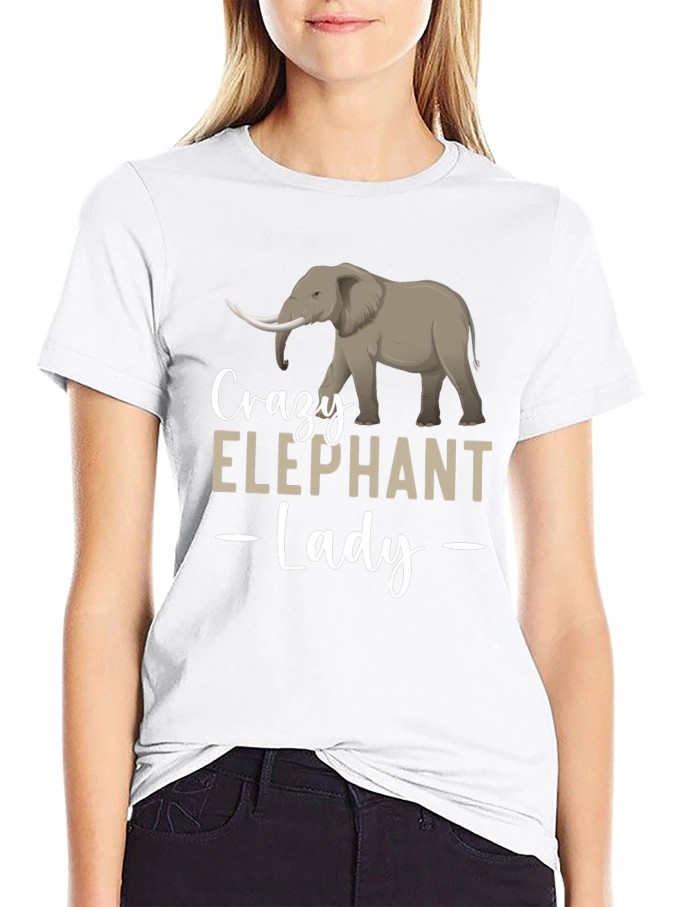 Black Crazy Elephant Lady Graphic Tee view 9