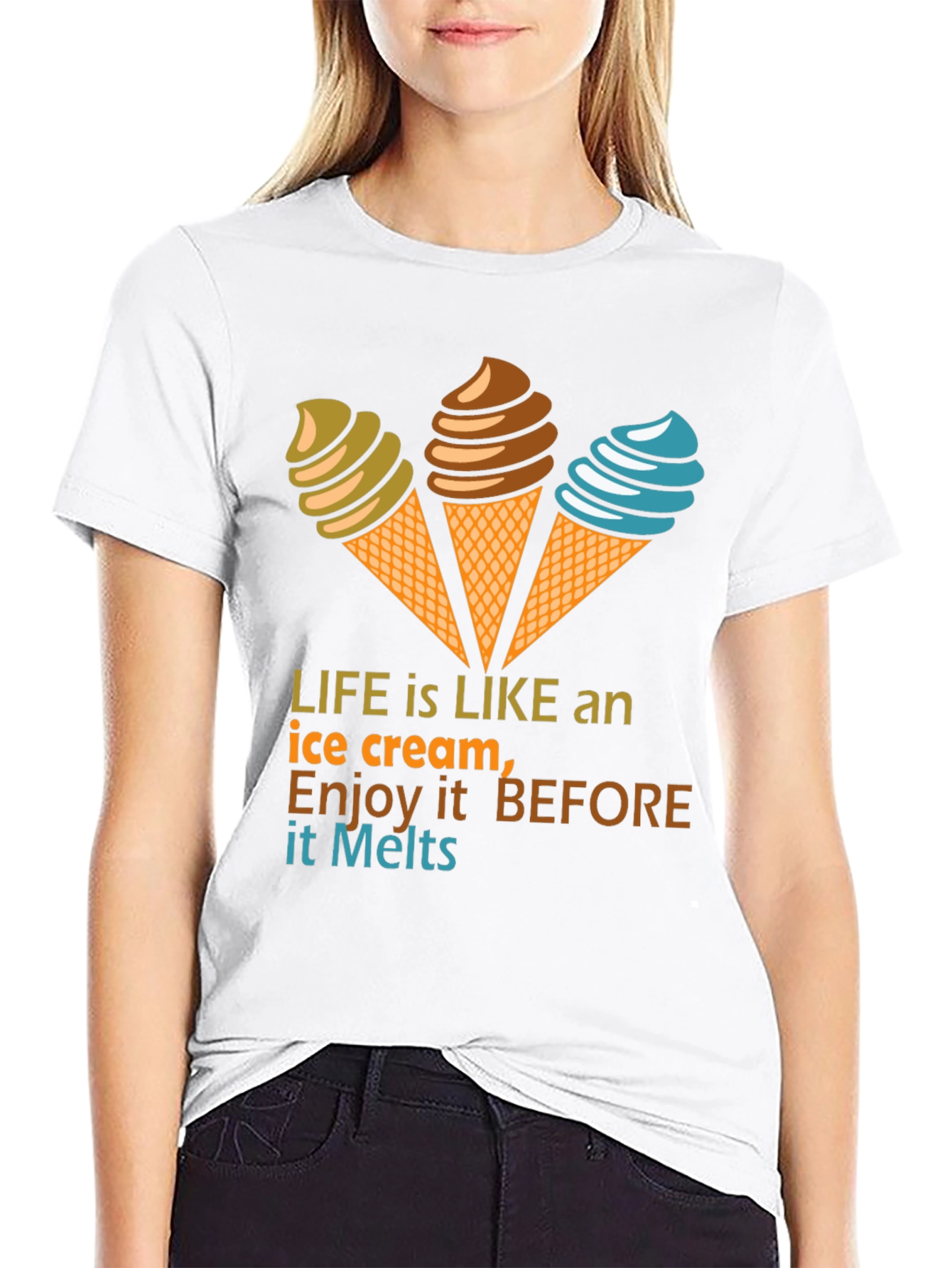 Black Life Is Like an Ice Cream Graphic T-Shirt view 9