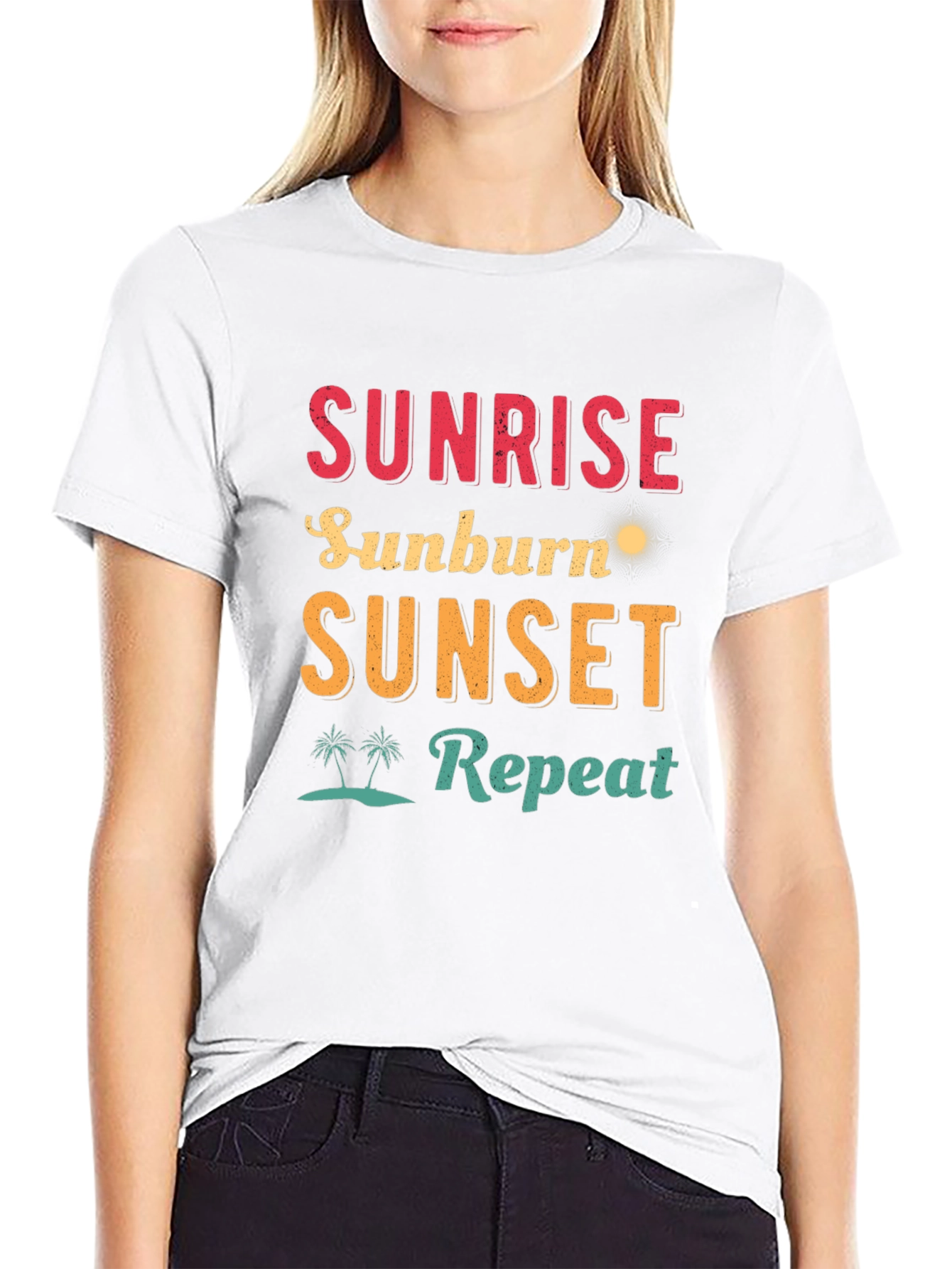 Black Sunrise Sunburn Sunset Repeat Graphic Tee view 9