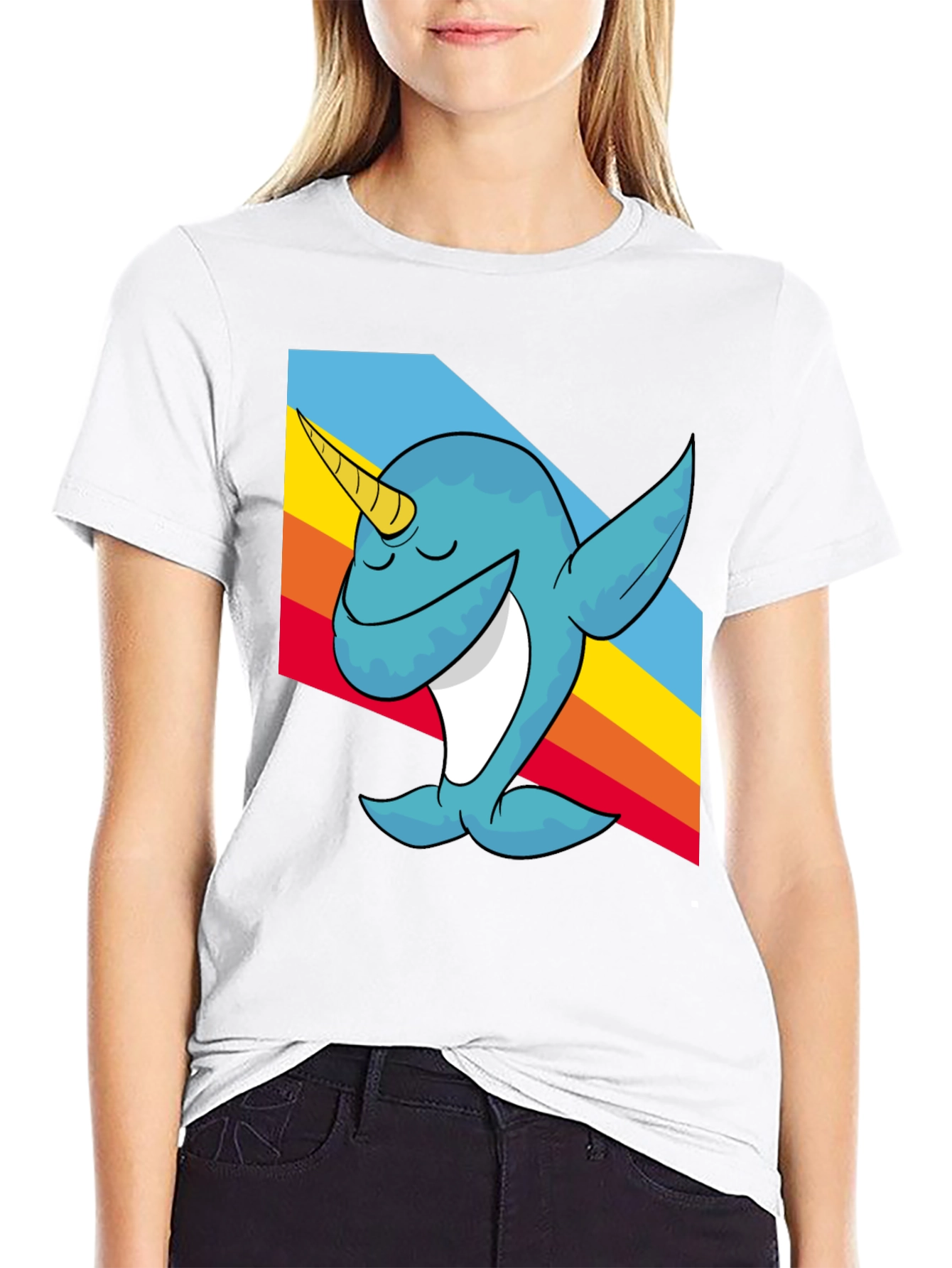 Black Narwhal Dabbing T-Shirt - Fun Cartoon Tee view 9