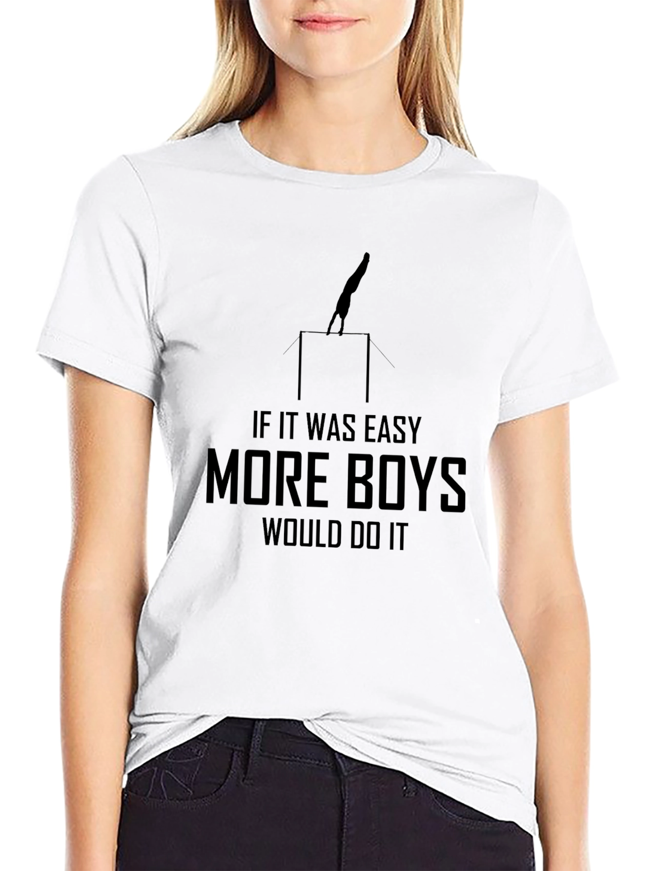 Black Gymnastics T-Shirt - If It Was Easy More Boys Would Do It view 9
