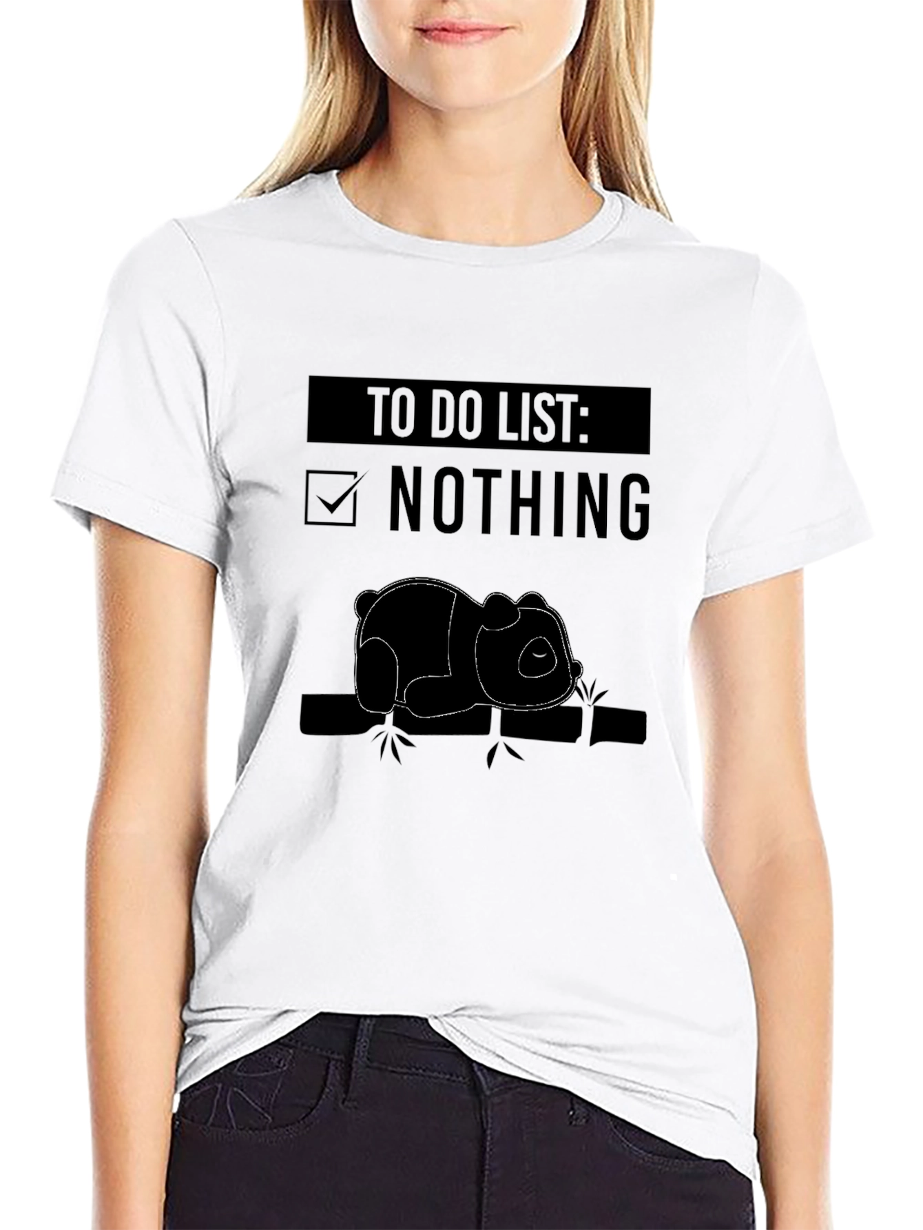 Black Lazy Panda T-Shirt - To Do List Nothing view 9