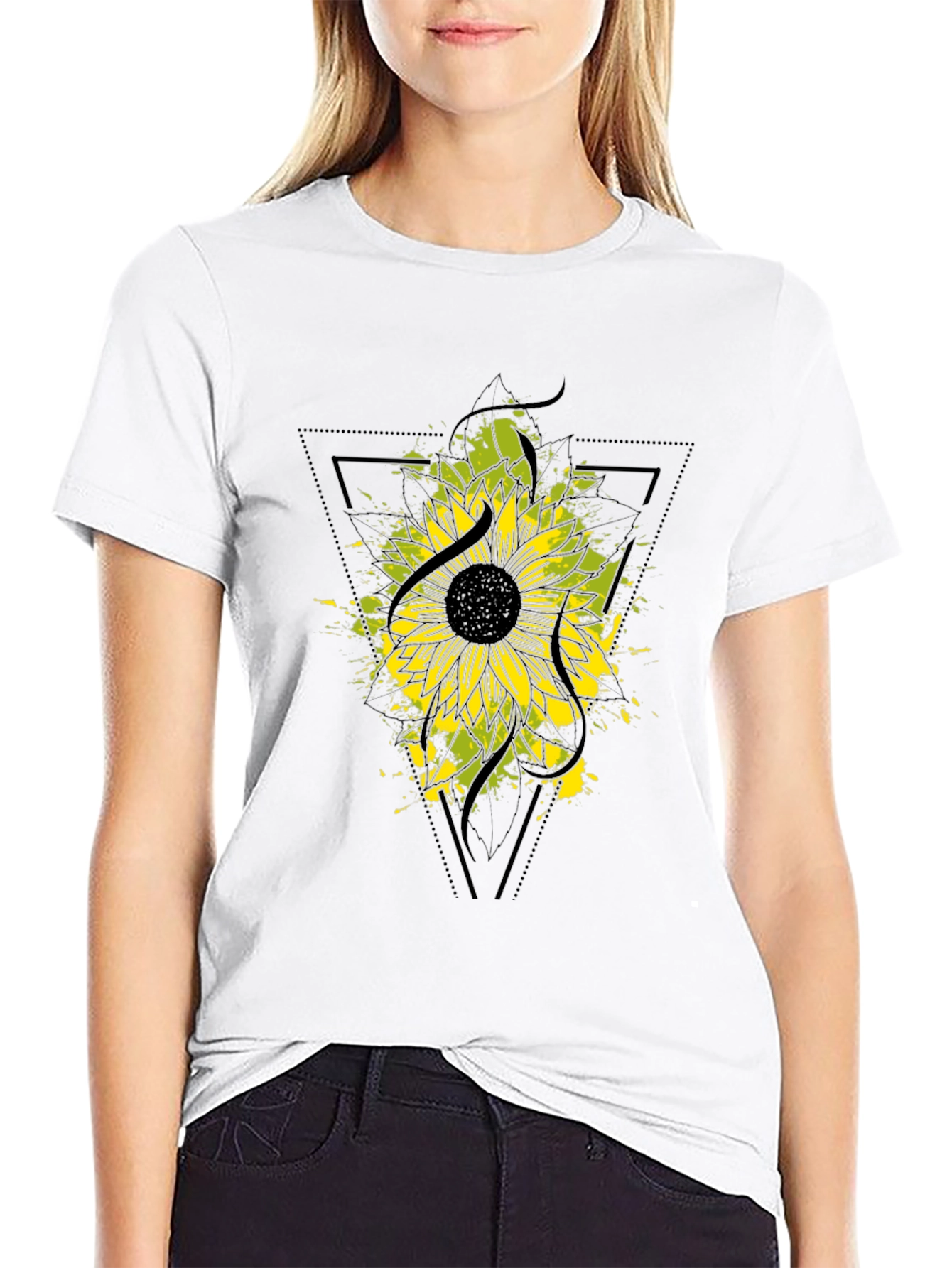 Black Sunflower Graphic Black T-Shirt view 9