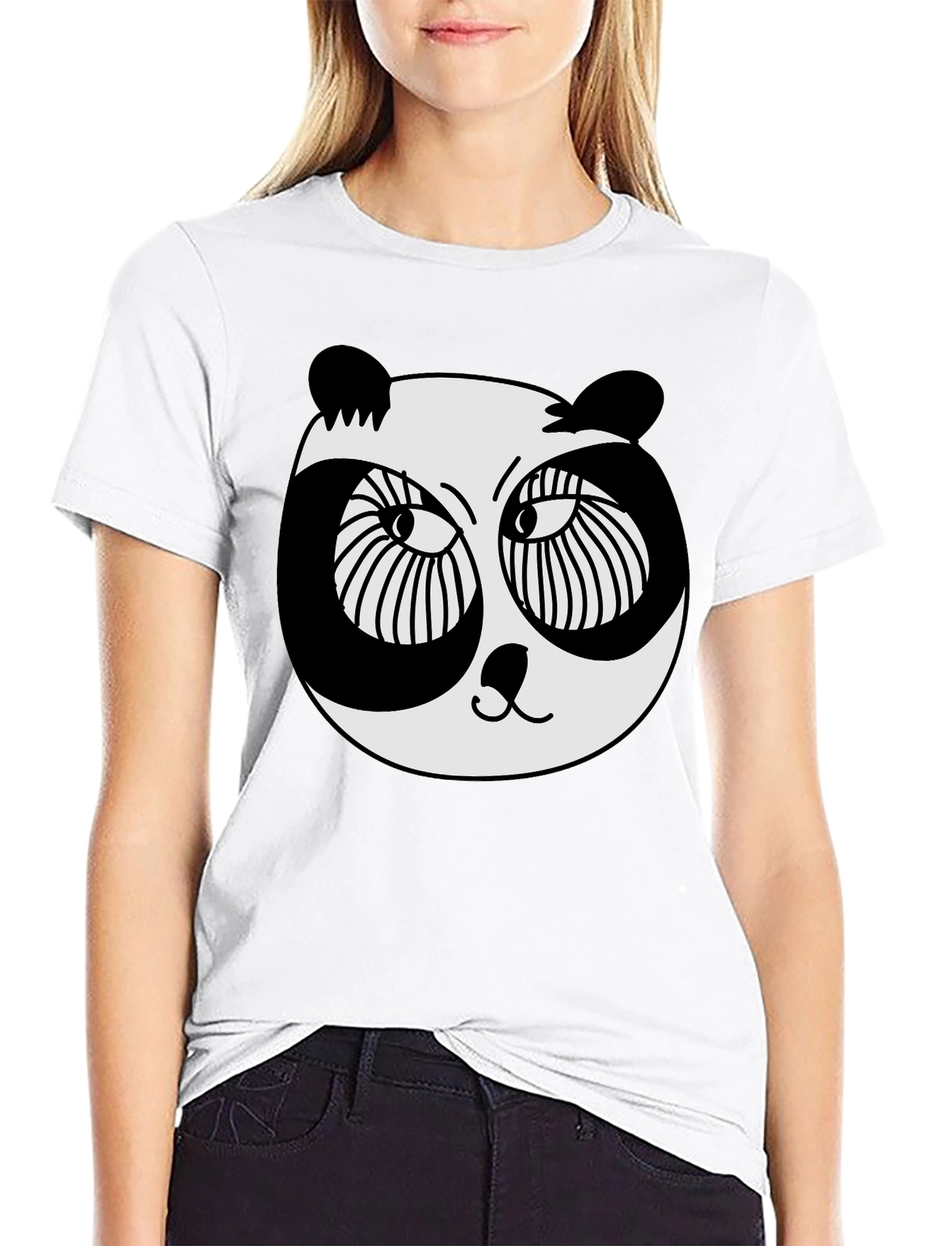 Black Panda Graphic T-Shirt - Black Crew Neck Tee view 9