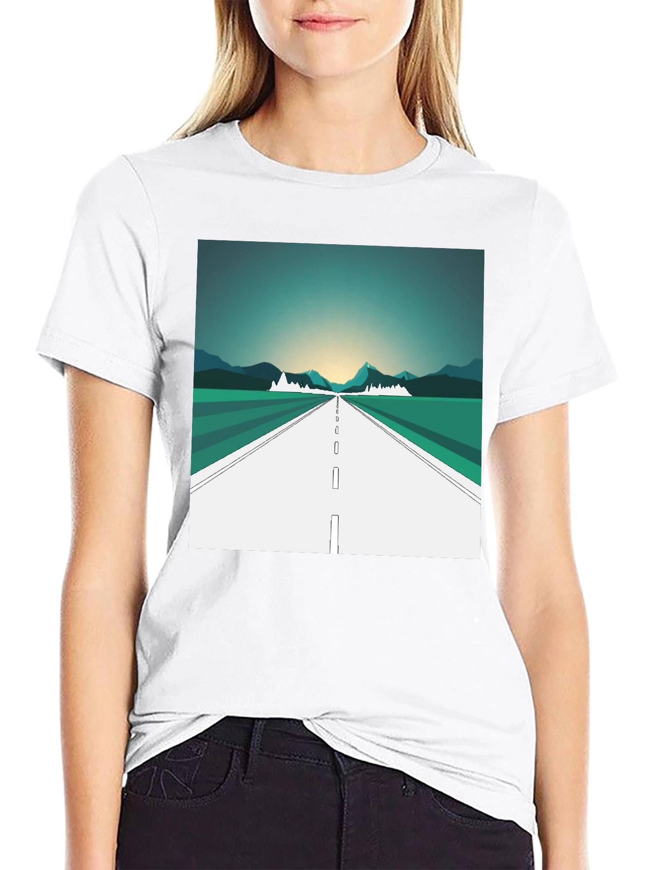 Black Road Trip Graphic Tee - Black Cotton T-Shirt view 9