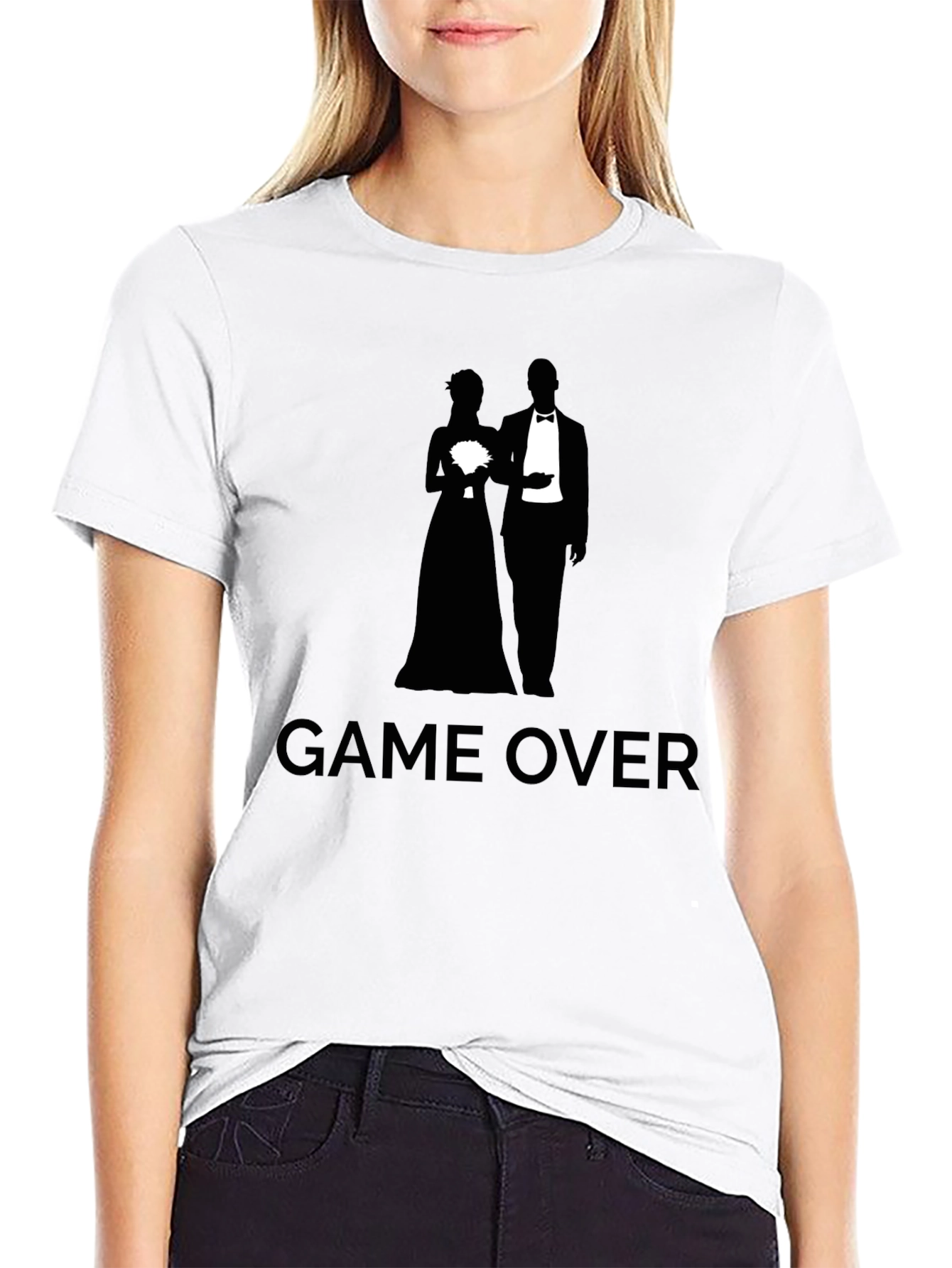 Black Game Over Wedding T-Shirt - Groom Gift Idea view 9