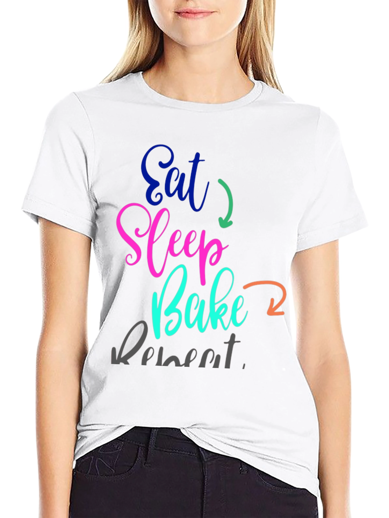 Black Eat Sleep Bake Repeat T-Shirt view 9