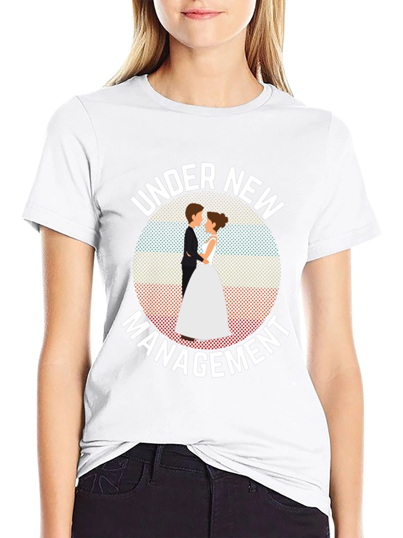Black Under New Management T-Shirt - Wedding Humor Tee view 9