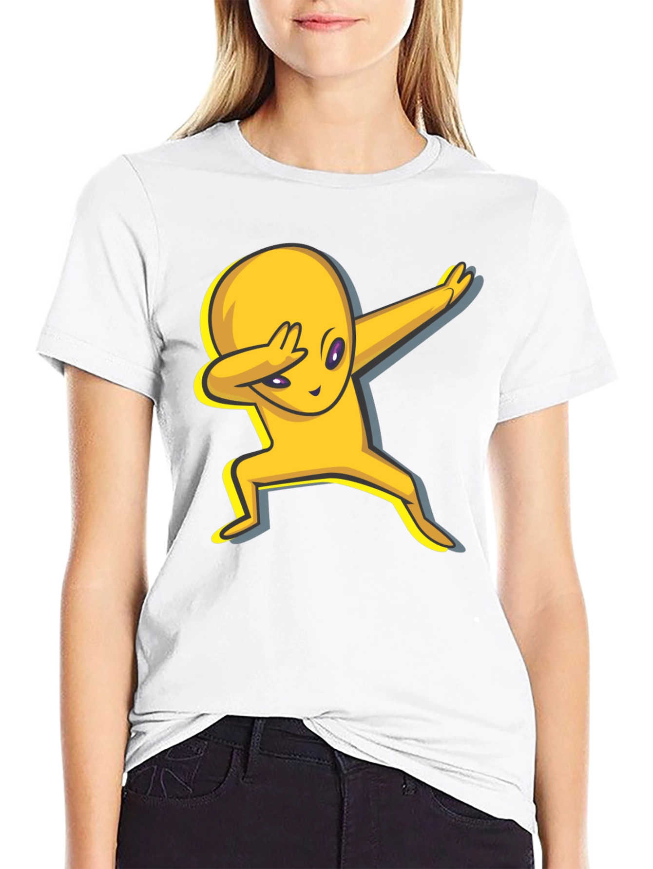 Black Dabbing Alien Graphic Tee - Trendy Casual Wear view 9