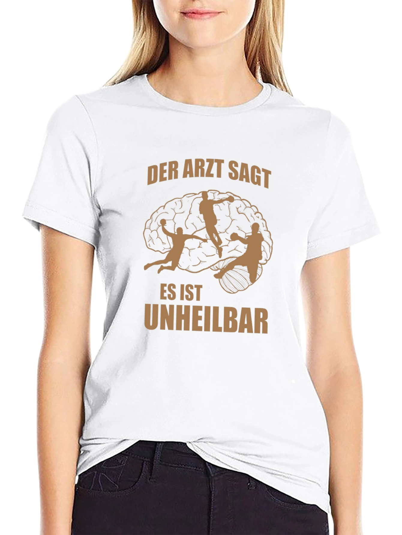 Black Humorous Handball Fan T-Shirt: Incurable Addiction Design view 9