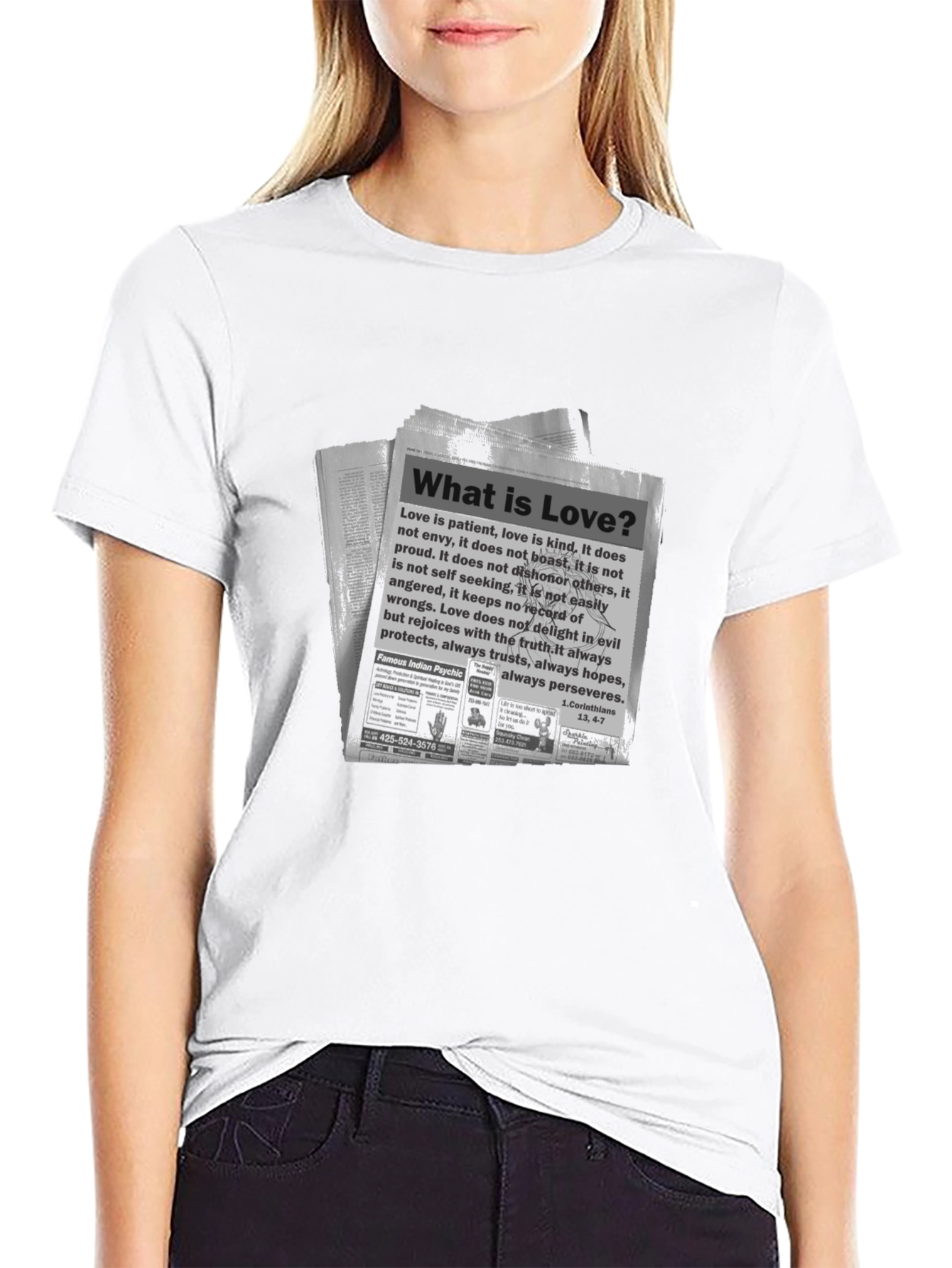 Black Love Definition Newspaper Print Black T-Shirt view 9