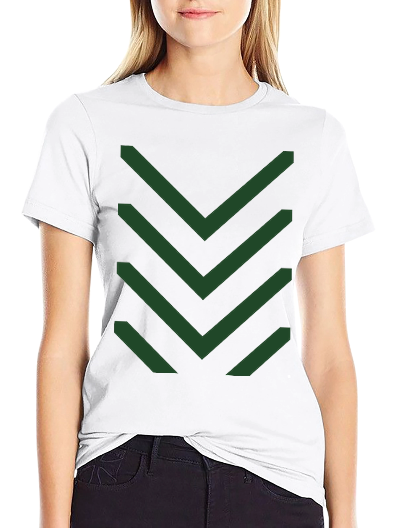 Black Chevron Pattern Tee - Modern Geometric Design view 9
