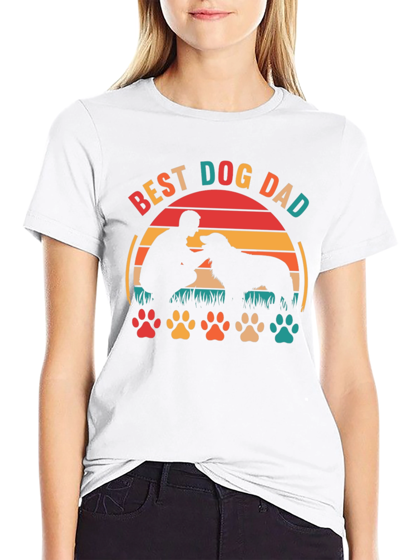 Best Dog Dad T-Shirt: Silhouette Design, Casual Wear - 9