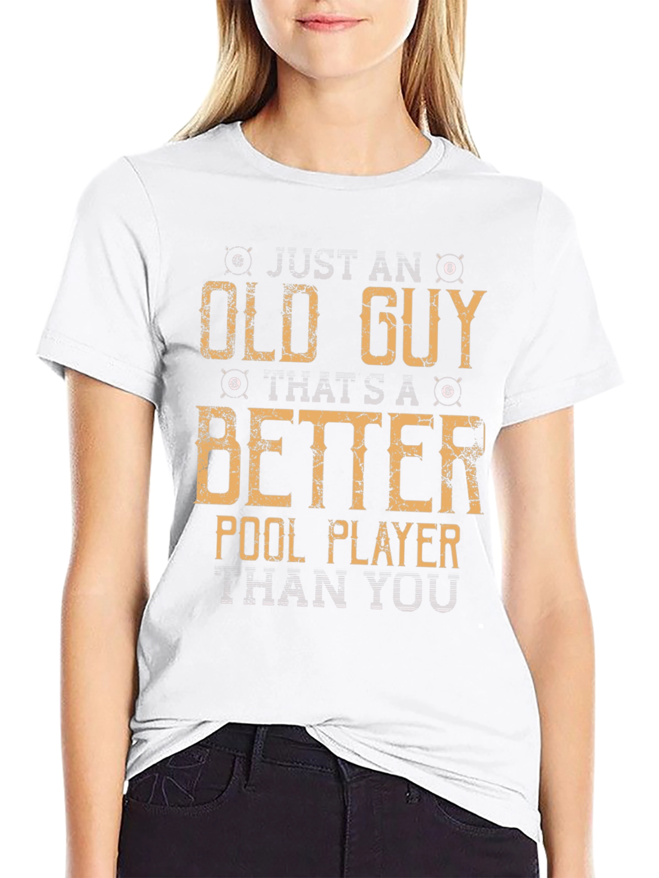 Black Funny Old Guy Pool Player Black T-Shirt view 9
