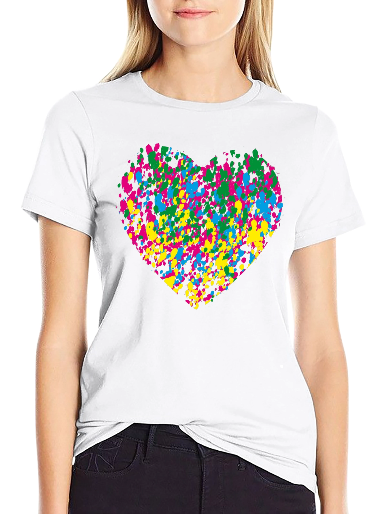 Black Heart Splatter Black T-Shirt Funky Style view 9