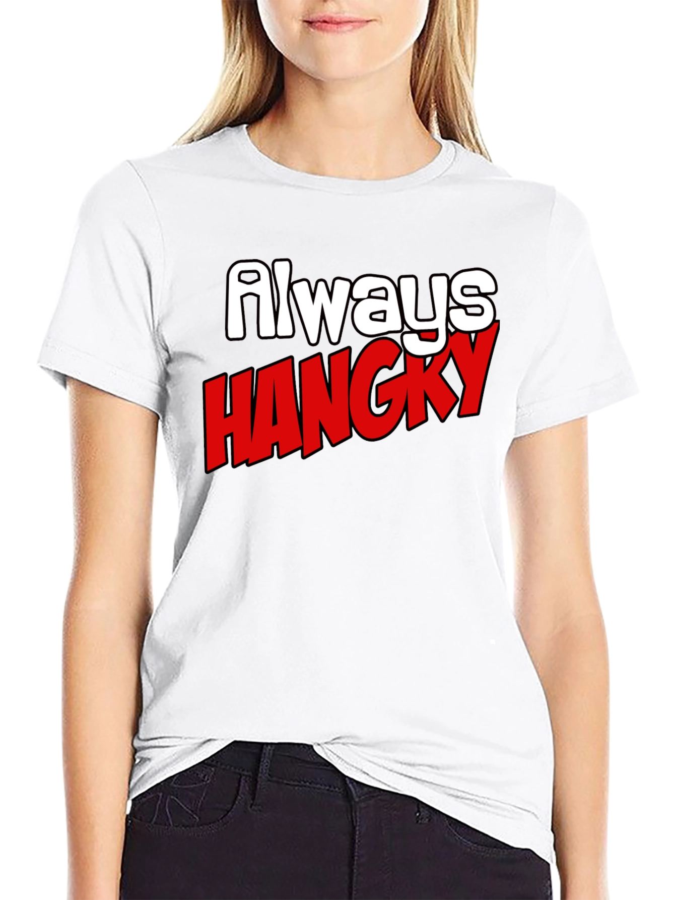Black Always Hangry Funny Graphic T-Shirt view 9