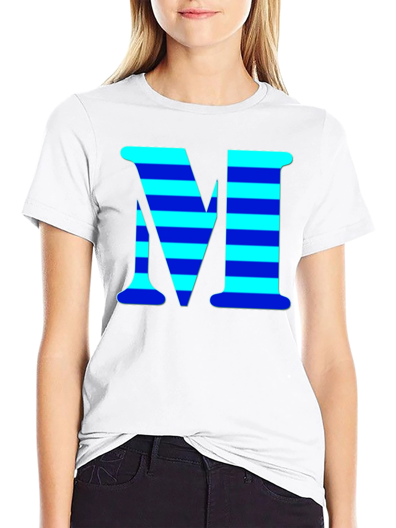 Black Striped "M" Graphic Tee - Cool Casual Style view 9