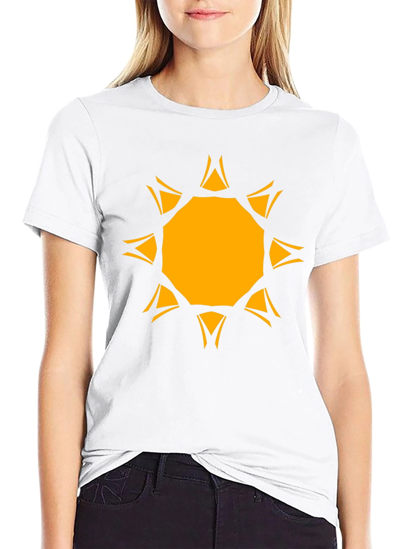 Black Geometric Sunburst Graphic Tee - Black Cotton Blend view 9