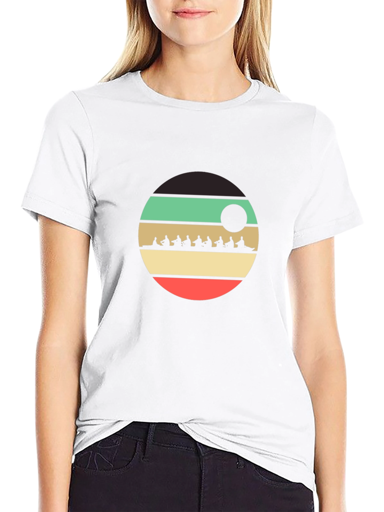 Black Rowing Team Retro Style T-Shirt view 9