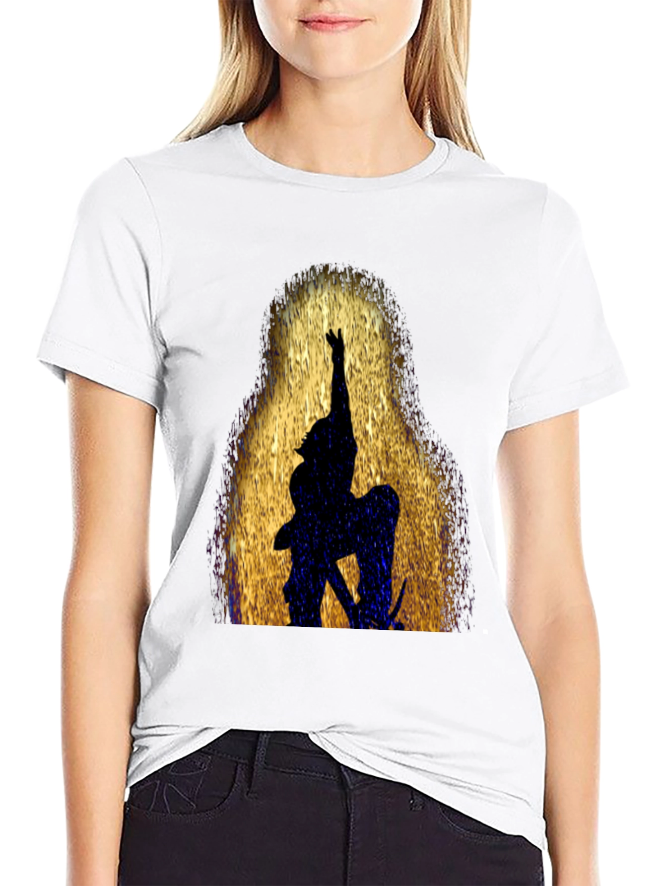 Black Silhouette Warrior Graphic Black T-Shirt view 9