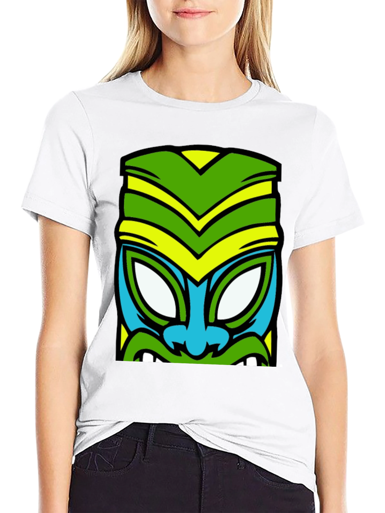 Black Funky Tiki Mask Graphic Tee view 9