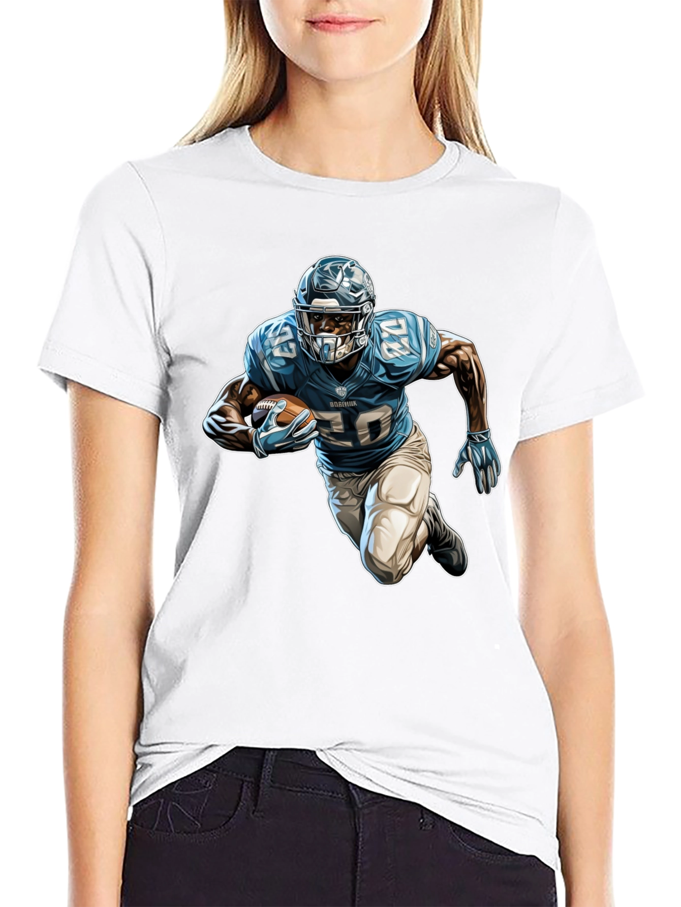 Black Football Player Graphic Tee - Black Cotton Blend view 9