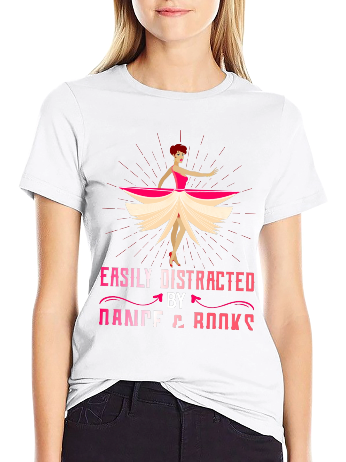 Black Easily Distracted by Dance & Books T-Shirt view 9