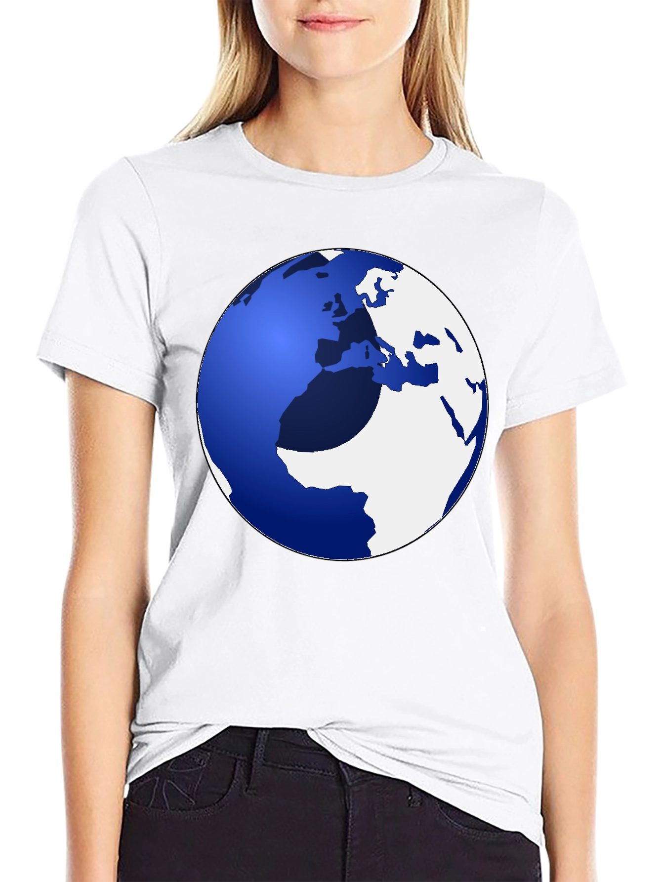 Black Globe Graphic Tee - Earth Design Casual Shirt view 9
