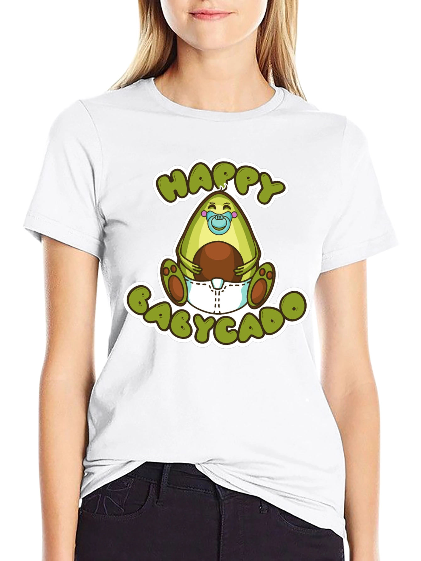Black Happy Babycado T-Shirt: Cute Avocado Design view 9