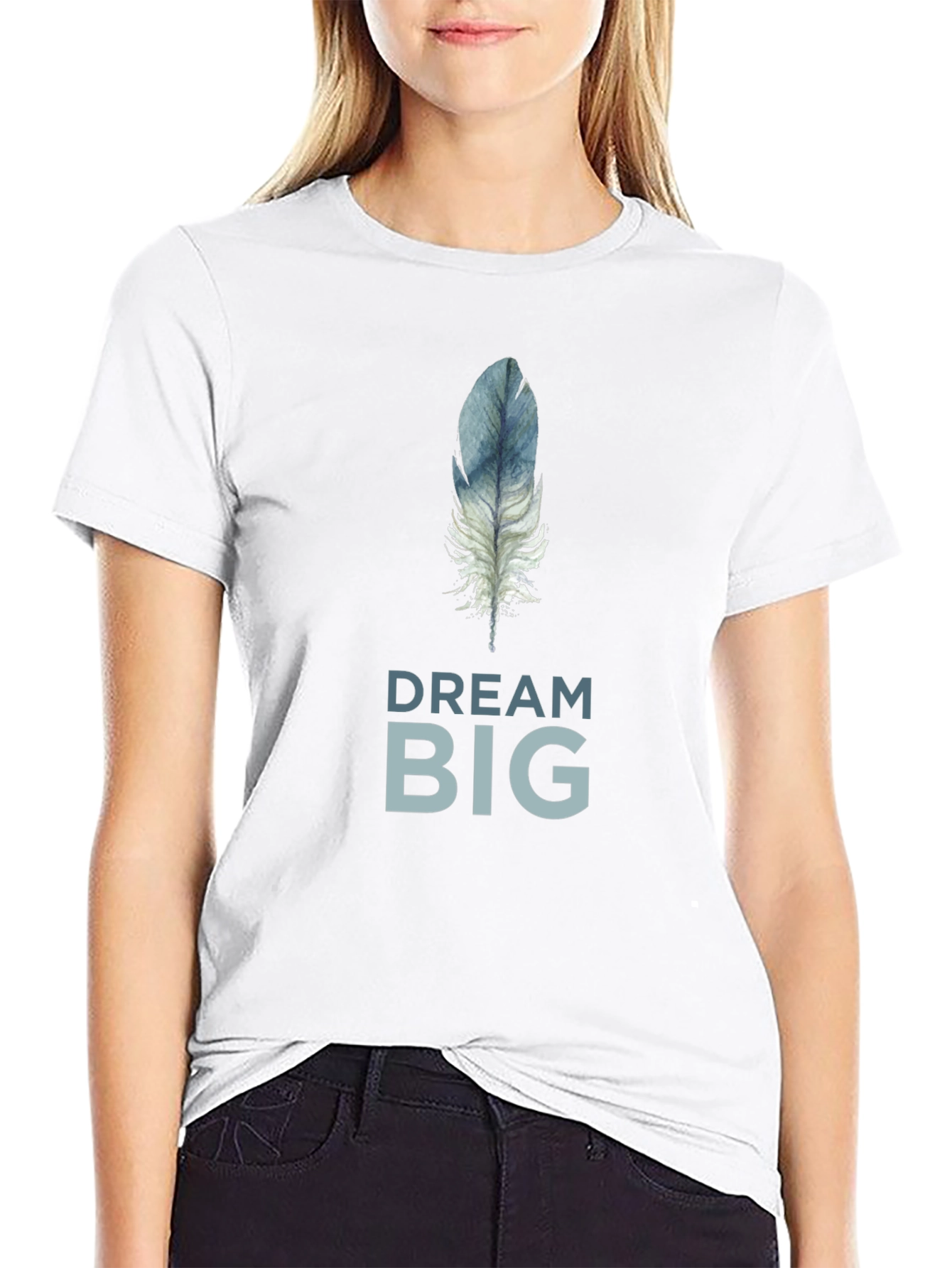 Black Dream Big Feather Graphic T-Shirt - Soft Cotton Tee view 9