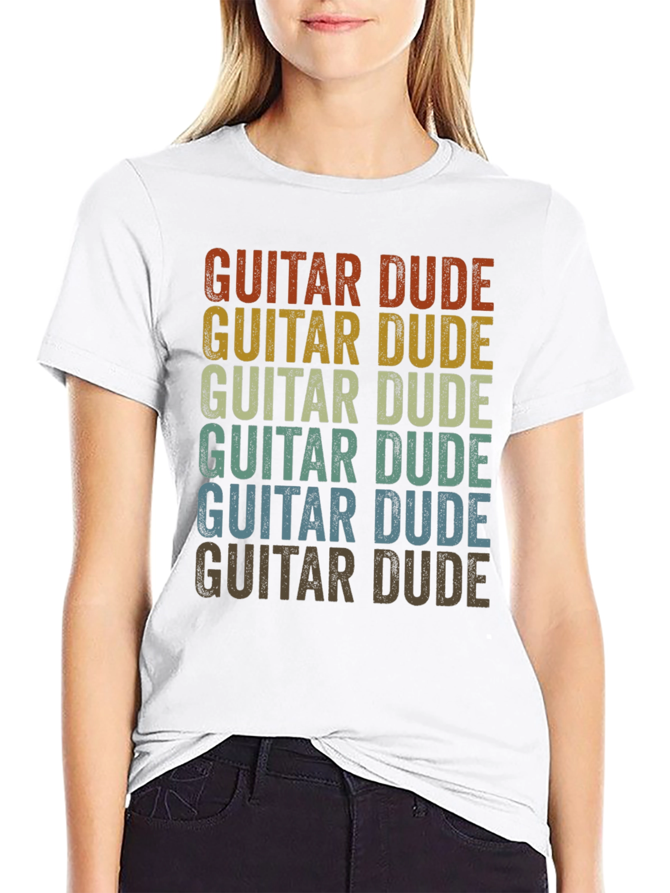 Black Guitar Dude Retro T-Shirt view 9