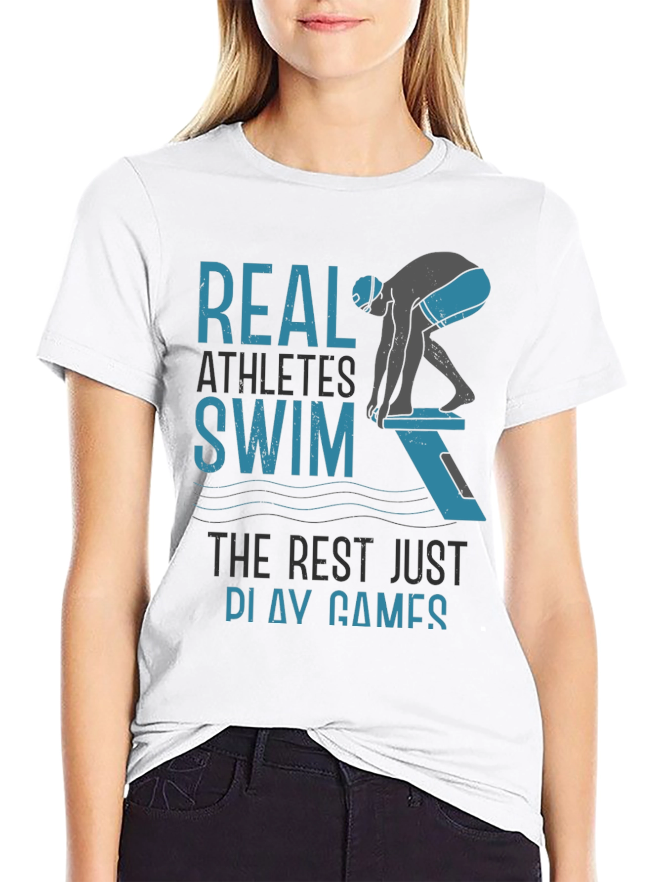 Black Real Athletes Swim T-Shirt - Black Cotton Tee view 9