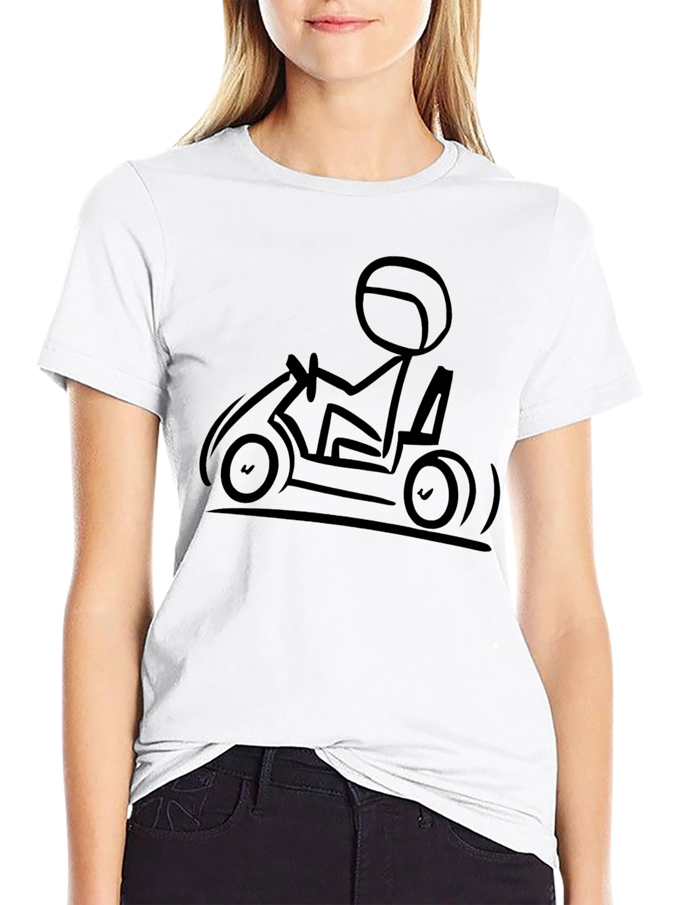 Black Stick Figure Go-Kart Black T-Shirt view 9