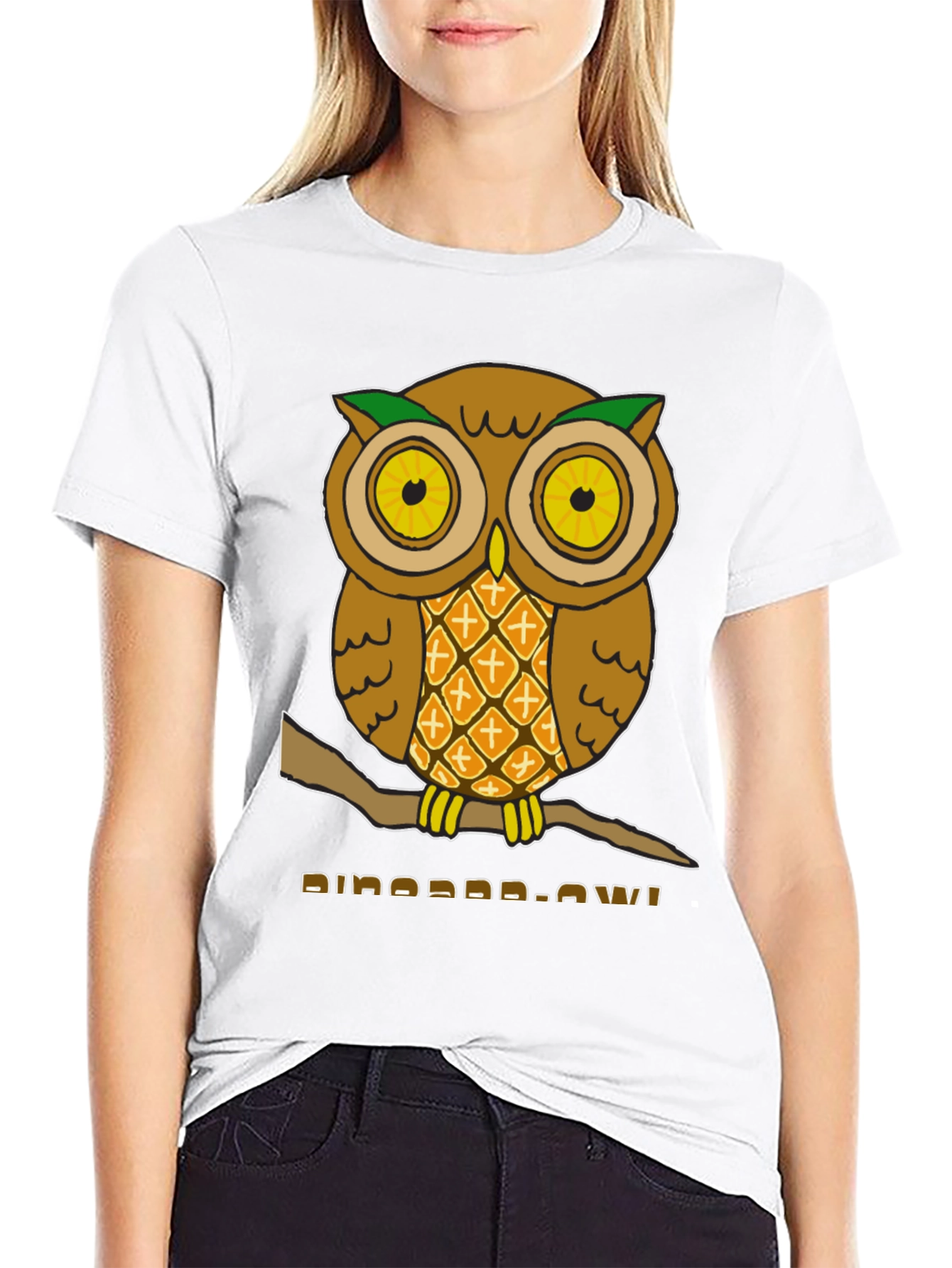 Black Pineapple Owl Graphic T-Shirt - Unique Design! view 9
