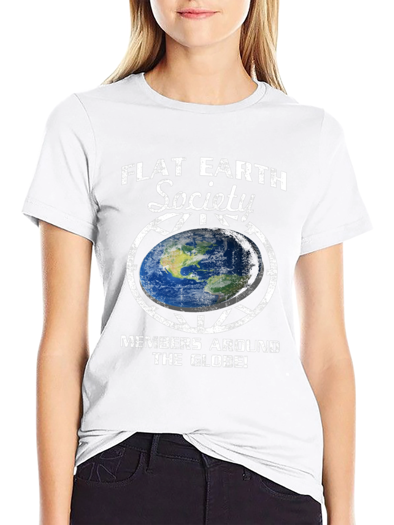Black Flat Earth Society Graphic T-Shirt view 9
